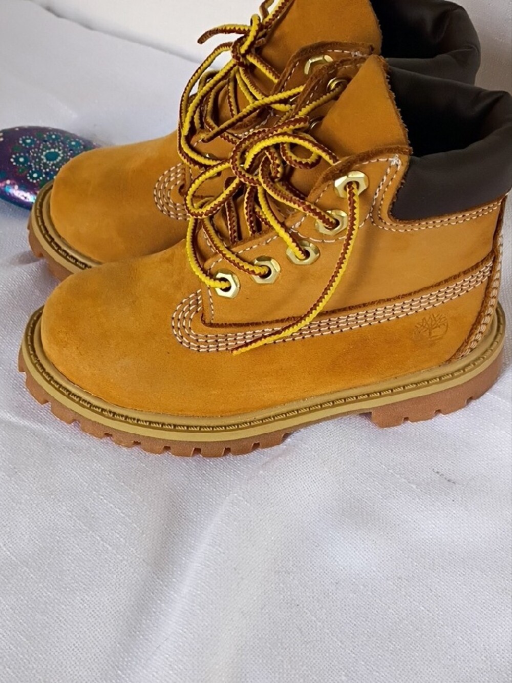 Timberland Kids Toddler Wheat/Tan Lace-Up Work Boots Size 8 - Picture 2 of 10